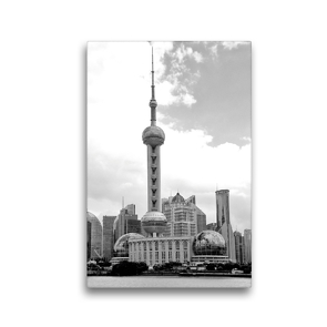 Premium Textil-Leinwand 30 x 45 cm Hoch-Format Fernsehturm Oriental Pearl | Wandbild, HD-Bild auf Keilrahmen, Fertigbild auf hochwertigem Vlies, Leinwanddruck von Nina Schwarze