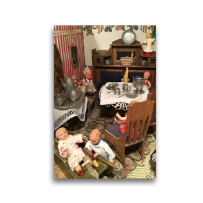 Premium Textil-Leinwand 30 x 45 cm Hoch-Format Kinderspiel im Esszimmer | Wandbild, HD-Bild auf Keilrahmen, Fertigbild auf hochwertigem Vlies, Leinwanddruck von WEIBKIWI