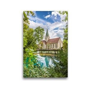 Premium Textil-Leinwand 30 x 45 cm Hoch-Format Kloster Blaubeuren mit Blautopf | Wandbild, HD-Bild auf Keilrahmen, Fertigbild auf hochwertigem Vlies, Leinwanddruck von Melanie Viola