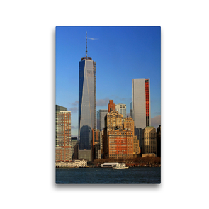 Premium Textil-Leinwand 30 x 45 cm Hoch-Format Manhattan Skyline von New York City | Wandbild, HD-Bild auf Keilrahmen, Fertigbild auf hochwertigem Vlies, Leinwanddruck von Jana Thiem-Eberitsch