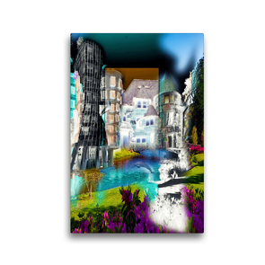 Premium Textil-Leinwand 30 x 45 cm Hoch-Format Patchwork-Häuser von Amsterdam | Wandbild, HD-Bild auf Keilrahmen, Fertigbild auf hochwertigem Vlies, Leinwanddruck von Andrea E. Sroka