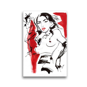 Premium Textil-Leinwand 30 x 45 cm Hoch-Format Red Dance, Moulin Rouge – Illustration von Sara Horwath | Wandbild, HD-Bild auf Keilrahmen, Fertigbild auf hochwertigem Vlies, Leinwanddruck von Sara Horwath