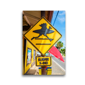 Premium Textil-Leinwand 30 x 45 cm Hoch-Format Straßenschild in Haleiwa | Wandbild, HD-Bild auf Keilrahmen, Fertigbild auf hochwertigem Vlies, Leinwanddruck von Christian Müller