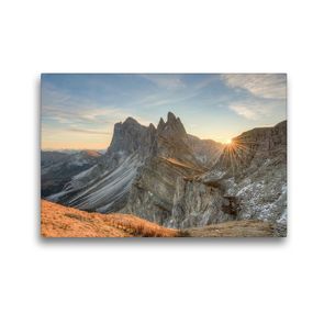 Premium Textil-Leinwand 45 x 30 cm Quer-Format Auf der Seceda in Südtirol | Wandbild, HD-Bild auf Keilrahmen, Fertigbild auf hochwertigem Vlies, Leinwanddruck von Michael Valjak