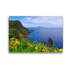 Premium Textil-Leinwand 45 x 30 cm Quer-Format Aussichtspunkt Miradouro dos Caimbros auf der Azoren-Insel Flores | Wandbild, HD-Bild auf Keilrahmen, Fertigbild auf hochwertigem Vlies, Leinwanddruck von Jana Thiem-Eberitsch