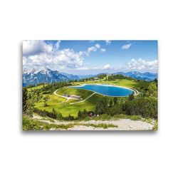 Premium Textil-Leinwand 45 x 30 cm Quer-Format Beeindruckende Landschaft des Totengebirges und dem Speichersee auf der Höss in Hinterstoder | Wandbild, HD-Bild auf Keilrahmen, Fertigbild auf hochwertigem Vlies, Leinwanddruck von Markus Schieder