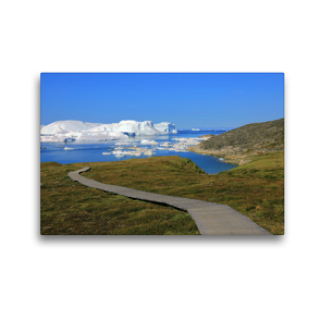 Premium Textil-Leinwand 45 x 30 cm Quer-Format Boardwalk zum Icefjord bei Sequinniarfik | Wandbild, HD-Bild auf Keilrahmen, Fertigbild auf hochwertigem Vlies, Leinwanddruck von gro