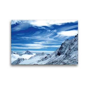 Premium Textil-Leinwand 45 x 30 cm Quer-Format Britanniahütte mit Klein Allalin und Stellihorn | Wandbild, HD-Bild auf Keilrahmen, Fertigbild auf hochwertigem Vlies, Leinwanddruck von Andrea Pons