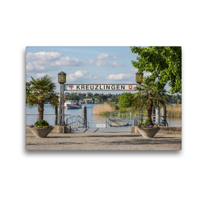 Premium Textil-Leinwand 45 x 30 cm Quer-Format Der Hafen von Kreuzlingen am Bodensee | Wandbild, HD-Bild auf Keilrahmen, Fertigbild auf hochwertigem Vlies, Leinwanddruck von Gabi Emser und Rainer Awiszus-Emser