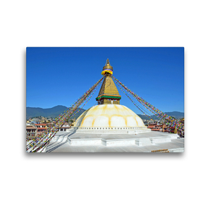 Premium Textil-Leinwand 45 x 30 cm Quer-Format Der riesige, 36 Meter hohe Stupa von Bodnath ist seit Jahrhunderten ein bedeutendes Pilgerziel für Buddhisten | Wandbild, HD-Bild auf Keilrahmen, Fertigbild auf hochwertigem Vlies, Leinwanddruck von Ulrich Senff