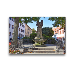 Premium Textil-Leinwand 45 x 30 cm Quer-Format Der Skatbrunnen auf dem Brühl ist das weltweit einzige Denkmal für ein Kartenspiel | Wandbild, HD-Bild auf Keilrahmen, Fertigbild auf hochwertigem Vlies, Leinwanddruck von Ulrich Senff