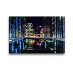 Premium Textil-Leinwand 45 x 30 cm Quer-Format Düsseldorfer Hyatt bei Nacht | Wandbild, HD-Bild auf Keilrahmen, Fertigbild auf hochwertigem Vlies, Leinwanddruck von Alexander Gründel