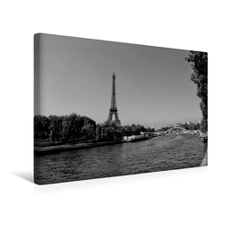 Premium Textil-Leinwand 45 x 30 cm Quer-Format Eiffelturm an der Seine in Paris | Wandbild, HD-Bild auf Keilrahmen, Fertigbild auf hochwertigem Vlies, Leinwanddruck von kattobello von Kattobello,  k.A.