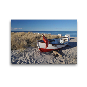 Premium Textil-Leinwand 45 x 30 cm Quer-Format Fischerboot am Ostseestrand | Wandbild, HD-Bild auf Keilrahmen, Fertigbild auf hochwertigem Vlies, Leinwanddruck von N N
