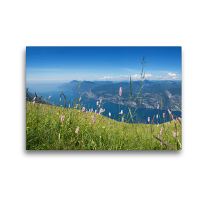 Premium Textil-Leinwand 45 x 30 cm Quer-Format Gardasee Blick Monte Baldo | Wandbild, HD-Bild auf Keilrahmen, Fertigbild auf hochwertigem Vlies, Leinwanddruck von SusaZoom