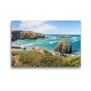 Premium Textil-Leinwand 45 x 30 cm Quer-Format Hafen in Mullion Cove Cornwall | Wandbild, HD-Bild auf Keilrahmen, Fertigbild auf hochwertigem Vlies, Leinwanddruck von pixs:sell