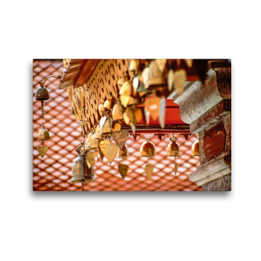 Premium Textil-Leinwand 45 x 30 cm Quer-Format Herzglocken im Kloster Doi Suthep bei Chiang Mai | Wandbild, HD-Bild auf Keilrahmen, Fertigbild auf hochwertigem Vlies, Leinwanddruck von Christian Müringer