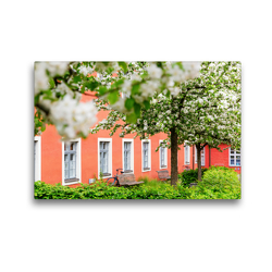 Premium Textil-Leinwand 45 x 30 cm Quer-Format Innenhof mit blühenden Bäumen | Wandbild, HD-Bild auf Keilrahmen, Fertigbild auf hochwertigem Vlies, Leinwanddruck von Christian Müller