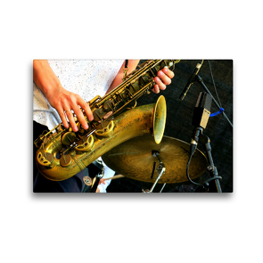 Premium Textil-Leinwand 45 x 30 cm Quer-Format Jazz-Saxophonist | Wandbild, HD-Bild auf Keilrahmen, Fertigbild auf hochwertigem Vlies, Leinwanddruck von Renate Bleicher