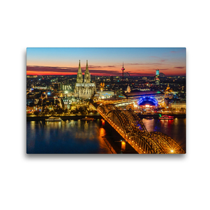 Premium Textil-Leinwand 45 x 30 cm Quer-Format Köln. Nächtliche Skyline. | Wandbild, HD-Bild auf Keilrahmen, Fertigbild auf hochwertigem Vlies, Leinwanddruck von N N