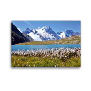 Premium Textil-Leinwand 45 x 30 cm Quer-Format Lac du Goléon und die Gletscher der La Meije | Wandbild, HD-Bild auf Keilrahmen, Fertigbild auf hochwertigem Vlies, Leinwanddruck von Jürgen Feuerer