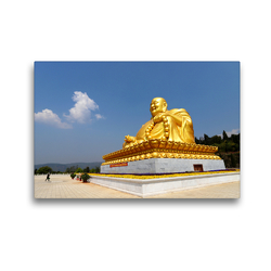 Premium Textil-Leinwand 45 x 30 cm Quer-Format Lachender „Happy“ Buddha | Wandbild, HD-Bild auf Keilrahmen, Fertigbild auf hochwertigem Vlies, Leinwanddruck von Thomas Böhm