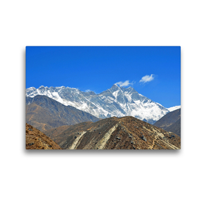 Premium Textil-Leinwand 45 x 30 cm Quer-Format Lhotse (8516 m) und Everest (8848 m) von links bei Orsho (4150 m) | Wandbild, HD-Bild auf Keilrahmen, Fertigbild auf hochwertigem Vlies, Leinwanddruck von Ulrich Senff