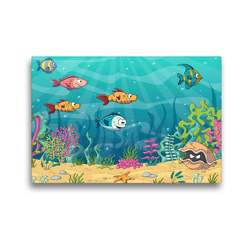 Premium Textil-Leinwand 45 x 30 cm Quer-Format Lustige Fische in einer Unterwasserlandschaft | Wandbild, HD-Bild auf Keilrahmen, Fertigbild auf hochwertigem Vlies, Leinwanddruck von Gabi Wolf