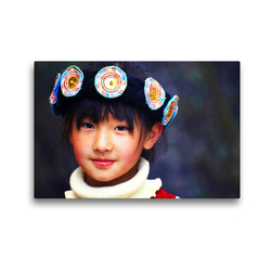 Premium Textil-Leinwand 45 x 30 cm Quer-Format Mädchen der Naxi Volksgruppe | Wandbild, HD-Bild auf Keilrahmen, Fertigbild auf hochwertigem Vlies, Leinwanddruck von Thomas Böhm