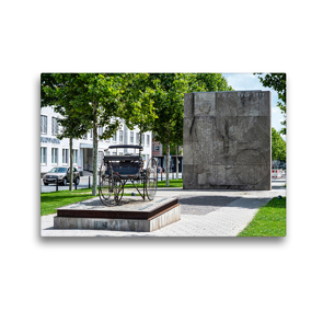 Premium Textil-Leinwand 45 x 30 cm Quer-Format Mannheim: Carl-Benz-Denkmal (Oststadt) | Wandbild, HD-Bild auf Keilrahmen, Fertigbild auf hochwertigem Vlies, Leinwanddruck von Thomas Seethaler
