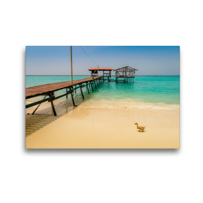 Premium Textil-Leinwand 45 x 30 cm Quer-Format Mantanani Island – Strandspaziergang | Wandbild, HD-Bild auf Keilrahmen, Fertigbild auf hochwertigem Vlies, Leinwanddruck von Arne Wünsche