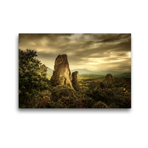 Premium Textil-Leinwand 45 x 30 cm Quer-Format Meteora Felsen Griechenland | Wandbild, HD-Bild auf Keilrahmen, Fertigbild auf hochwertigem Vlies, Leinwanddruck von Stefan Widerstein – SteWi.info