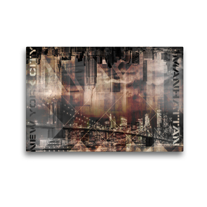 Premium Textil-Leinwand 45 x 30 cm Quer-Format Modern Art MANHATTAN SKYLINES Vintage | Wandbild, HD-Bild auf Keilrahmen, Fertigbild auf hochwertigem Vlies, Leinwanddruck von Melanie Viola