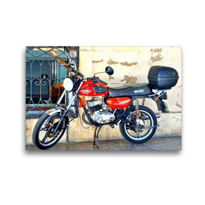 Premium Textil-Leinwand 45 x 30 cm Quer-Format Motorrad der Marke MINSK aus der UdSSR in Havanna | Wandbild, HD-Bild auf Keilrahmen, Fertigbild auf hochwertigem Vlies, Leinwanddruck von Henning von Löwis of Menar
