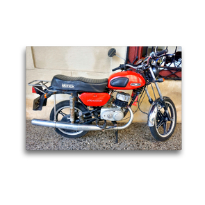 Premium Textil-Leinwand 45 x 30 cm Quer-Format Motorrad der Marke MINSK aus der UdSSR in Kuba | Wandbild, HD-Bild auf Keilrahmen, Fertigbild auf hochwertigem Vlies, Leinwanddruck von Henning von Löwis of Menar