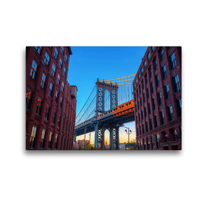 Premium Textil-Leinwand 45 x 30 cm Quer-Format Manhattan Bridge in New York City | Wandbild, HD-Bild auf Keilrahmen, Fertigbild auf hochwertigem Vlies, Leinwanddruck von Christian Müller