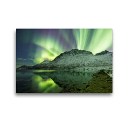 Premium Textil-Leinwand 45 x 30 cm Quer-Format Nordlicht Norwegen | Wandbild, HD-Bild auf Keilrahmen, Fertigbild auf hochwertigem Vlies, Leinwanddruck von Johann Schörkhuber