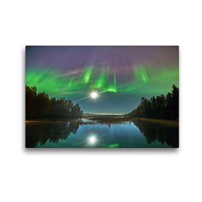 Premium Textil-Leinwand 45 x 30 cm Quer-Format Nordlichter tanzen im Mondschein | Wandbild, HD-Bild auf Keilrahmen, Fertigbild auf hochwertigem Vlies, Leinwanddruck von Pierre Oesterle