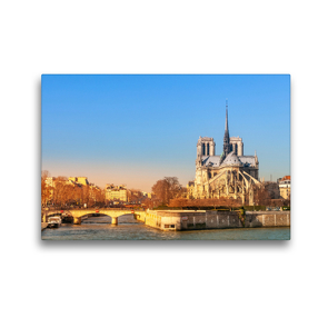 Premium Textil-Leinwand 45 x 30 cm Quer-Format Notre-Dame de Paris und die Seine | Wandbild, HD-Bild auf Keilrahmen, Fertigbild auf hochwertigem Vlies, Leinwanddruck von Alessandro Tortora