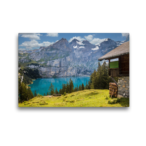 Premium Textil-Leinwand 45 x 30 cm Quer-Format Öschinensee Schweiz | Wandbild, HD-Bild auf Keilrahmen, Fertigbild auf hochwertigem Vlies, Leinwanddruck von Stefan Widerstein – SteWi.info