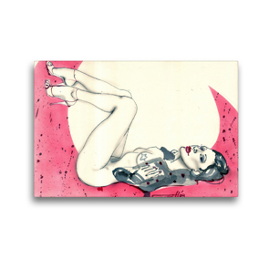 Premium Textil-Leinwand 45 x 30 cm Quer-Format pink moon, Frau im Mond, liegend | Wandbild, HD-Bild auf Keilrahmen, Fertigbild auf hochwertigem Vlies, Leinwanddruck von Sara Horwath