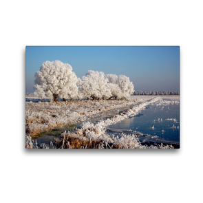 Premium Textil-Leinwand 45 x 30 cm Quer-Format Raureifwetter im Havelland | Wandbild, HD-Bild auf Keilrahmen, Fertigbild auf hochwertigem Vlies, Leinwanddruck von Anja Frost