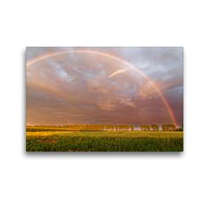 Premium Textil-Leinwand 45 x 30 cm Quer-Format Regenbogen am Abendhimmel | Wandbild, HD-Bild auf Keilrahmen, Fertigbild auf hochwertigem Vlies, Leinwanddruck von Rolf Pötsch