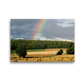 Premium Textil-Leinwand 45 x 30 cm Quer-Format Regenbogen überm Sensenstein | Wandbild, HD-Bild auf Keilrahmen, Fertigbild auf hochwertigem Vlies, Leinwanddruck von Sabine Löwer