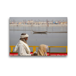 Premium Textil-Leinwand 45 x 30 cm Quer-Format Saddhu in Allahabad | Wandbild, HD-Bild auf Keilrahmen, Fertigbild auf hochwertigem Vlies, Leinwanddruck von Bernd Maertens