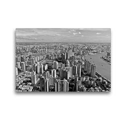 Premium Textil-Leinwand 45 x 30 cm Quer-Format Shanghai Skyline | Wandbild, HD-Bild auf Keilrahmen, Fertigbild auf hochwertigem Vlies, Leinwanddruck von Ralf Wittstock