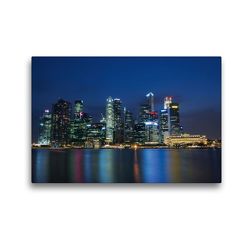 Premium Textil-Leinwand 45 x 30 cm Quer-Format Singapur Skyline bei Nacht | Wandbild, HD-Bild auf Keilrahmen, Fertigbild auf hochwertigem Vlies, Leinwanddruck von Ralf Wittstock