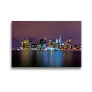 Premium Textil-Leinwand 45 x 30 cm Quer-Format Skyline New York City bei Nacht | Wandbild, HD-Bild auf Keilrahmen, Fertigbild auf hochwertigem Vlies, Leinwanddruck von Franz Tangermann