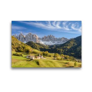 Premium Textil-Leinwand 45 x 30 cm Quer-Format St. Magdalena im Villnösstal in Südtirol | Wandbild, HD-Bild auf Keilrahmen, Fertigbild auf hochwertigem Vlies, Leinwanddruck von Michael Valjak