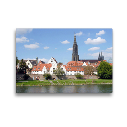 Premium Textil-Leinwand 45 x 30 cm Quer-Format Stadtansicht Ulm mit Stadtmauer | Wandbild, HD-Bild auf Keilrahmen, Fertigbild auf hochwertigem Vlies, Leinwanddruck von Lothar Reupert